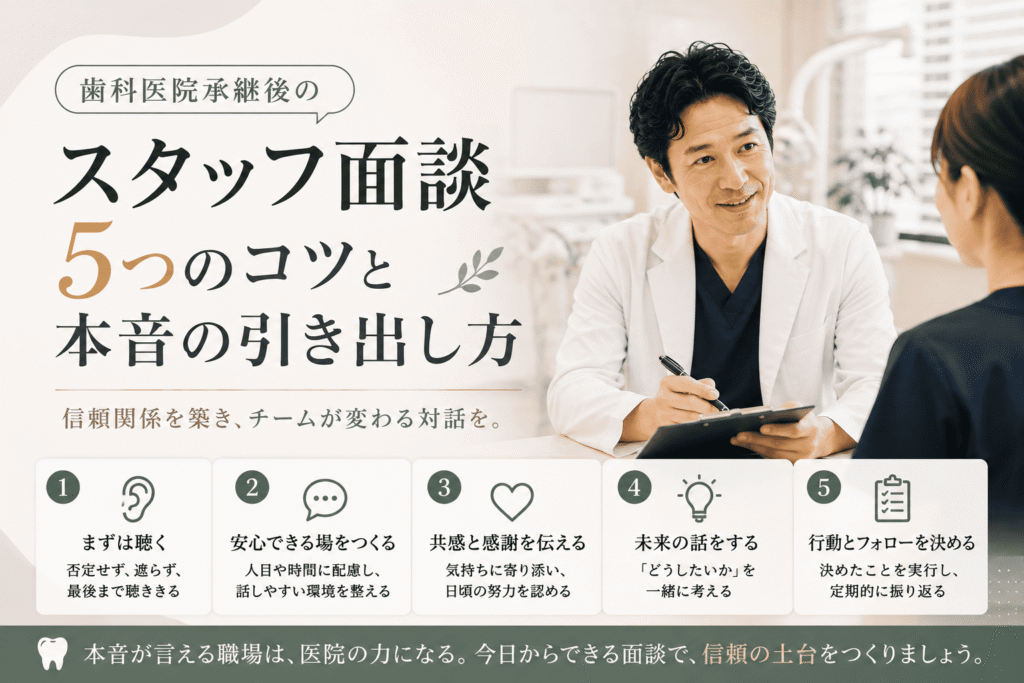 歯科医院承継後のスタッフ面談5つのコツと本音の引き出し方