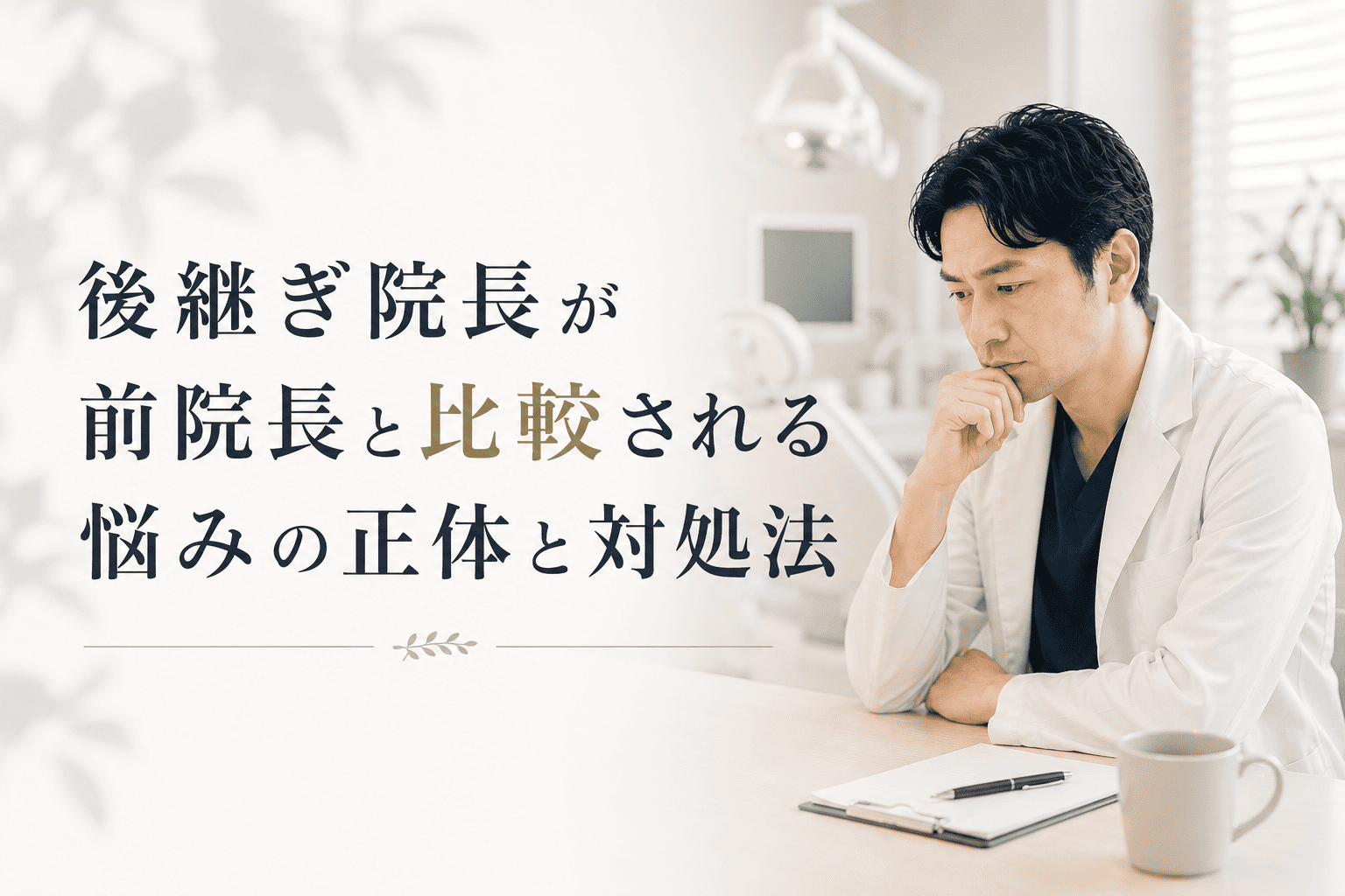 後継ぎ院長が前院長と比較される悩みの正体と対処法